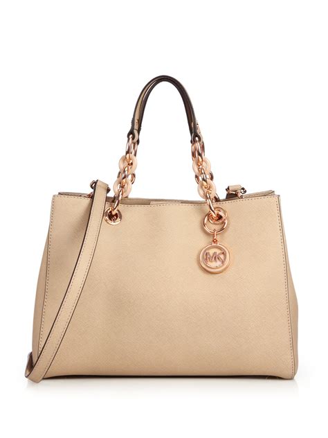 ichael michael kors cynthia medium leather satchel|Cynthia Medium Saffiano Leather Satchel .